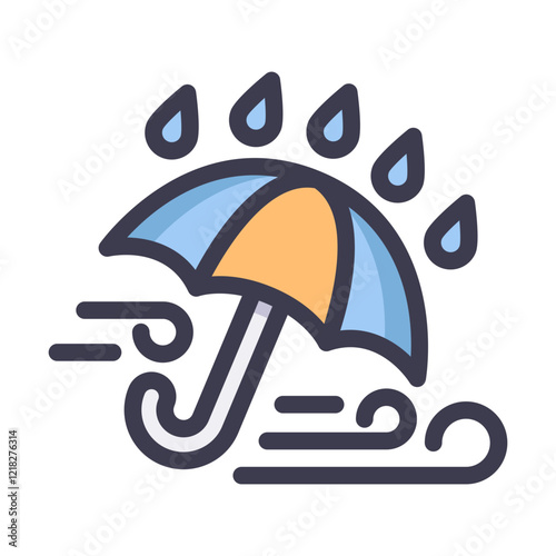 Rainy umbrella windy filled Style