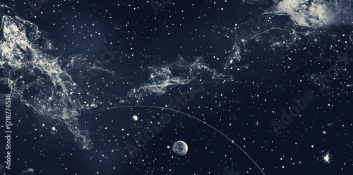Celestial Nebula Cosmic Landscape With Planets And Stars