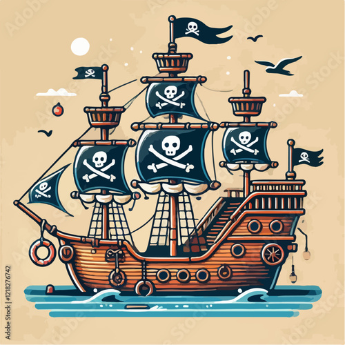 vector illustration of a pirate ship