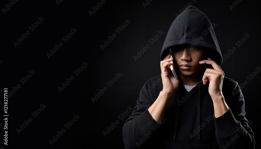 電話をかけている犯罪者。(Criminal making a phone call.)
電話をかけている犯罪者。(Criminal making a phone call.)