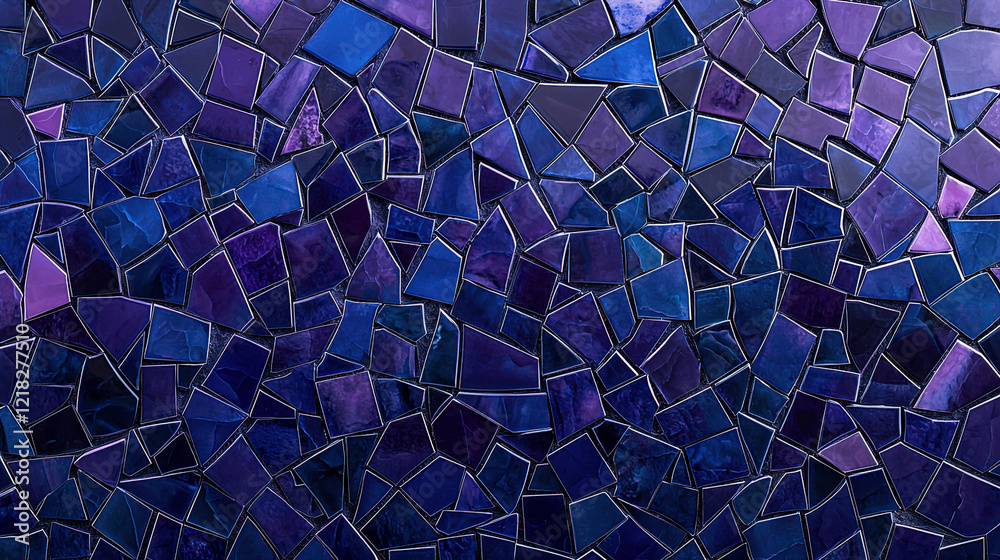 Obraz premium Elegant and modern mosaic with the colors of deep purple and indigo with intricate lines. (Generative AI)