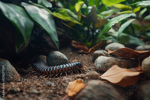 Giant Millipede Explores Tropical Rainforest Habitat photo