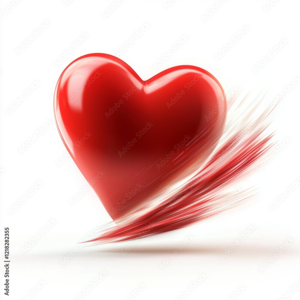 Bright Red Heart with Motion Blurs Conveying Speed and Passion for Love and Affection in a Creative and Artistic Composition Bright Red Heart with Motion Blurs Conveying Speed and Passion for Love and Affection in a Creative and Artistic Composition