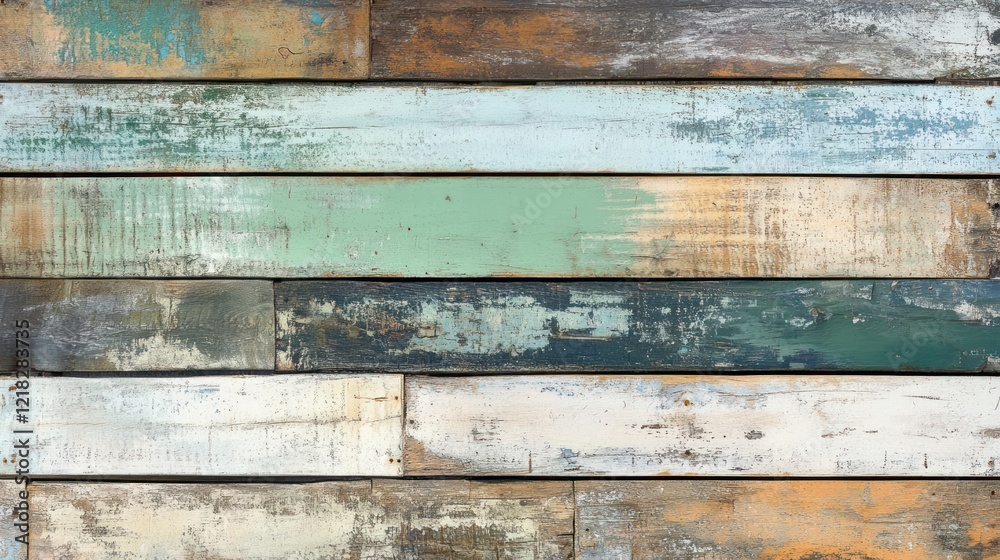 Naklejka premium Rustic multicolored wood plank background texture.