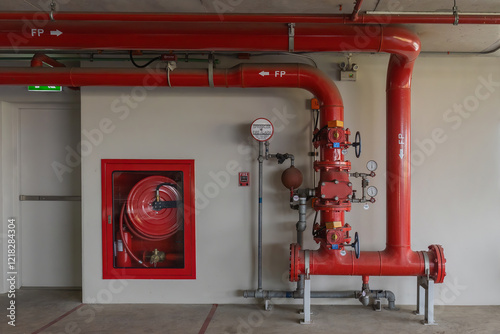 Wallpaper Mural Room Fire suppression system installation with a alarm check valve. Fire suppression system and fire equipment Room. Torontodigital.ca