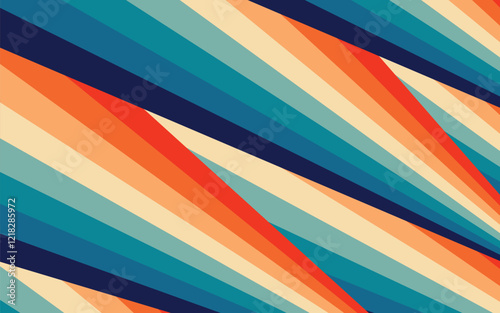  retro-inspired abstract background featuring diagonal lines in warm and cool tones