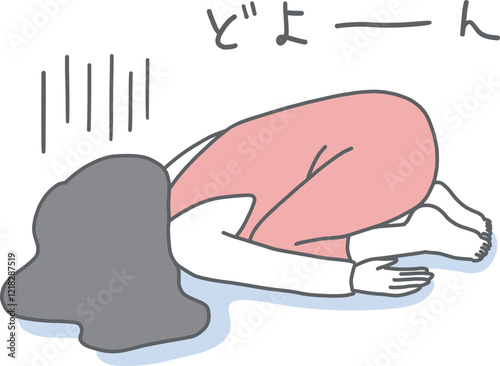 ひどく落ち込んで立ち直れない女性のイラスト素材