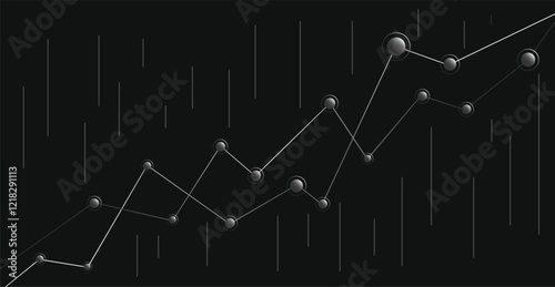 Abstract linear business graph. Marketing graph, infographic, histogram. Abstract background with dynamic lines and geometric shapes.