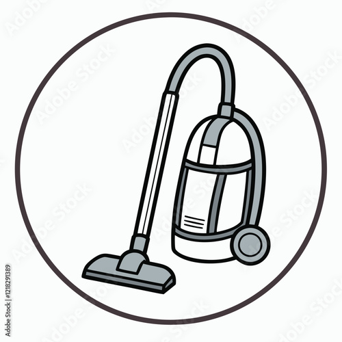 Simple Black and White Vacuum Cleaner Illustration