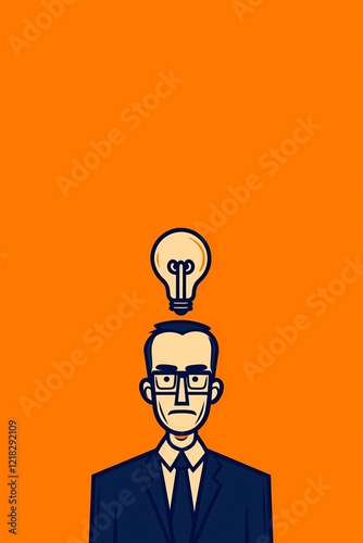 Man holding a burning light bulb symbolizing creativity and innovation, perfect for business concepts in a classic storybook style