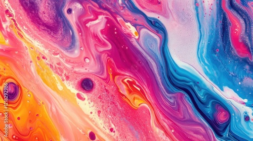 Abstract fluid art with vibrant color swirls and patterns creating a dynamic background