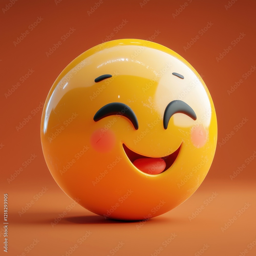 Fototapeta premium Joyful smiling emoji digital artwork vibrant background playful mood close-up view expressive concept for fun