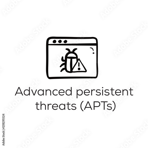 Advanced Persistent Threats Icon - Monitor with Bug Representing Targeted Cyber Attacks - Vector hand-drawn icon.
 photo