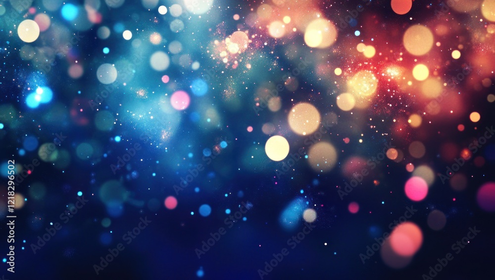 Abstract bokeh background with blue, red, and gold lights. Abstract bokeh background with blue, red, and gold lights.