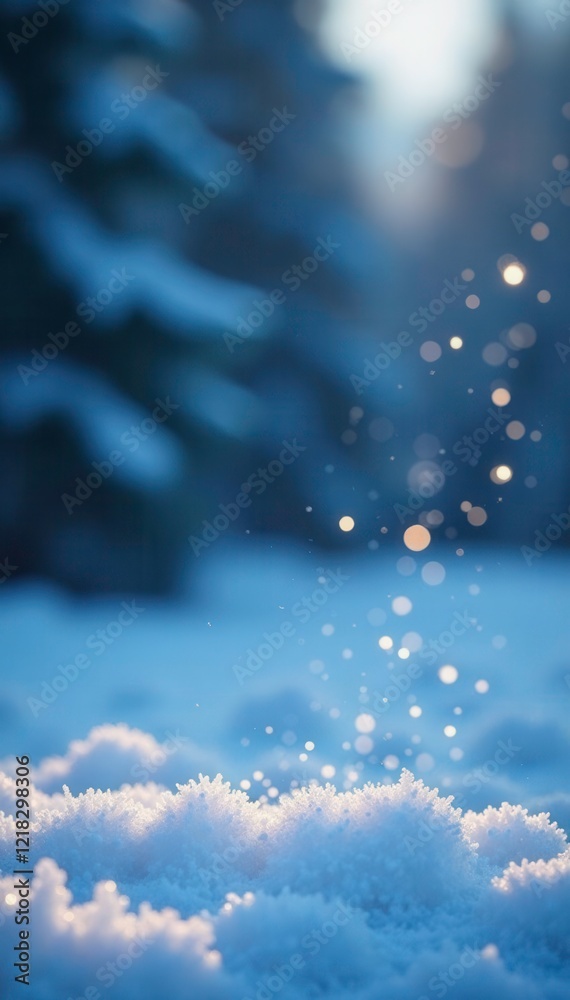 Glittering snowflakes gently fall on a winter landscape, peaceful, ice, snowflake Glittering snowflakes gently fall on a winter landscape, peaceful, ice, snowflake