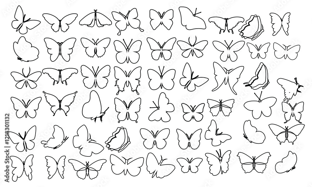 set a contour butterfly outline vector design set a contour butterfly outline vector design