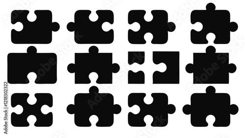 Vector Illustration of Various Puzzle Pieces