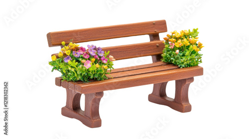 Bench with flowers on transparent background photo