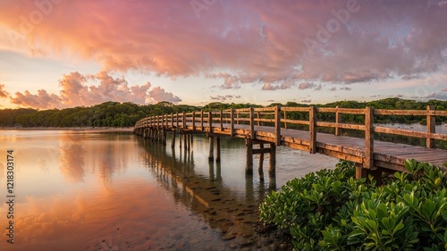 Panoramic View of Footbridge Leading to Sunrise Beach