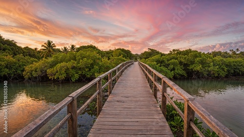 Panoramic View of Footbridge Leading to Sunrise Beach