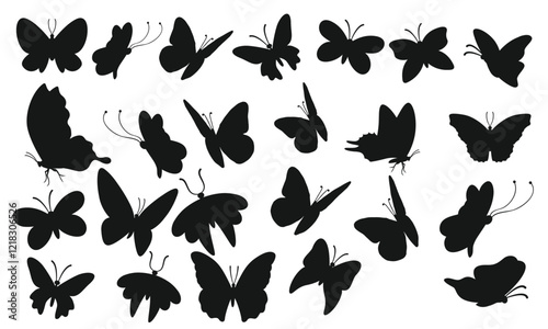 Set butterflies silhouettes vector illustration	
