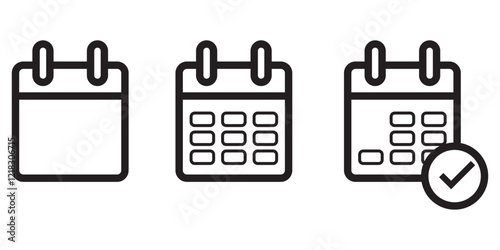 Calendar planner icon set. Calendar icon collection.