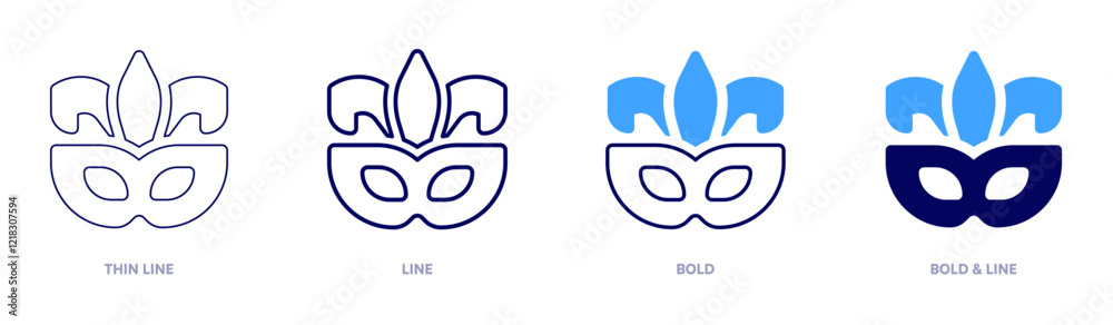 Carnival mask glitter icon in 4 different styles. Thin Line, Line, Bold, and Bold Line. Duotone style. Editable stroke Carnival mask glitter icon in 4 different styles. Thin Line, Line, Bold, and Bold Line. Duotone style. Editable stroke