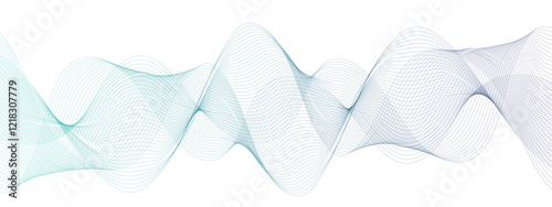 Abstract Multicolor gradient wave lines vector background, twisted curve lines . Visual music wave frequencies rhythm. Wave melody lines on white background. 