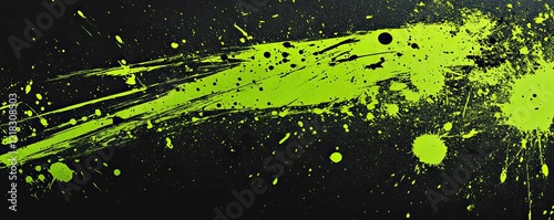 Dynamic Neon Green Paint Dots on Dark Background
