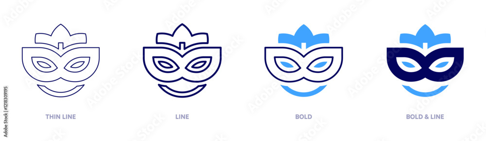 Exotic carnival mask icon in 4 different styles. Thin Line, Line, Bold, and Bold Line. Duotone style. Editable stroke Exotic carnival mask icon in 4 different styles. Thin Line, Line, Bold, and Bold Line. Duotone style. Editable stroke