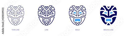 Glamorous carnival mask icon in 4 different styles. Thin Line, Line, Bold, and Bold Line. Duotone style. Editable stroke