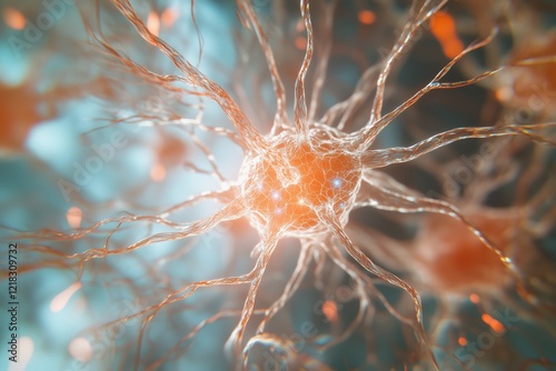 Visual representation of human brain activity featuring interconnected plexus lines with external connections 
