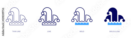 Joker hat accessories icon in 4 different styles. Thin Line, Line, Bold, and Bold Line. Duotone style. Editable stroke