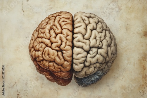 Illustration depicting the human brain creative and logical sides