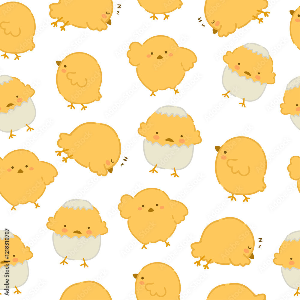 Fototapeta premium Discover charming baby chick art! Perfect cute cartoon designs for kids, nature themes, and farm-inspired illustrations. Ideal for your creative projects and mor