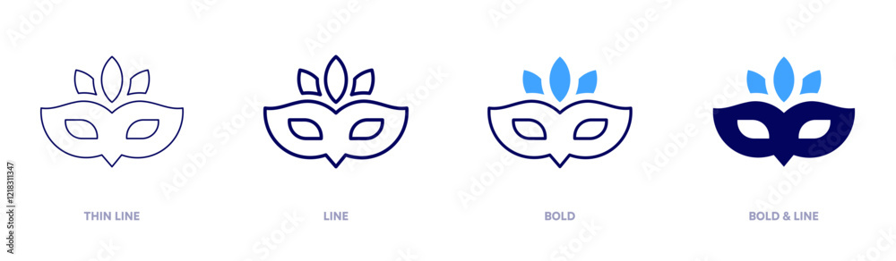 Venetian carnival mask icon in 4 different styles. Thin Line, Line, Bold, and Bold Line. Duotone style. Editable stroke Venetian carnival mask icon in 4 different styles. Thin Line, Line, Bold, and Bold Line. Duotone style. Editable stroke