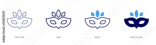 Venetian carnival mask icon in 4 different styles. Thin Line, Line, Bold, and Bold Line. Duotone style. Editable stroke
