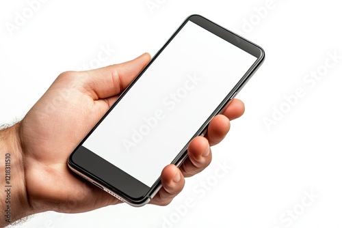 Hand Holding Smartphone with Blank Screen for App or Website Mockup