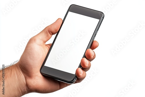 Mockup Template: Blank Smartphone Screen Held in Hand for Digital Design