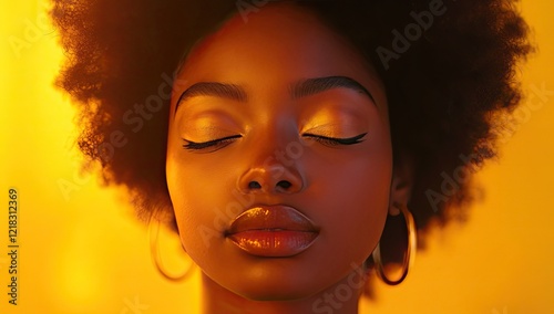 Serene Sunset Meditation: Close-Up of a Peaceful Woman