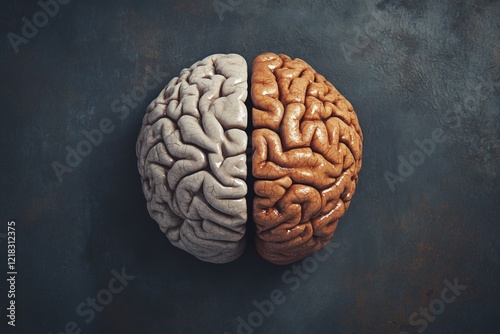 Illustration depicting the concept of left and right sides of the human brain, showcasing creativity versus logic 