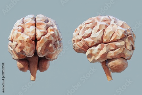 Low poly brain design set against a blue background