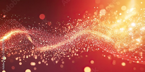 Modern Red Abstract Background with Connected Particles