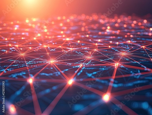 Red Gradient Tech Background with Digital Network Connections