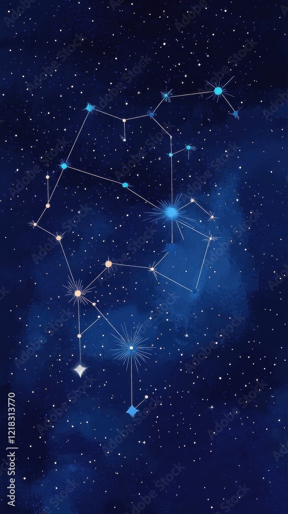 Fototapeta premium Celestial Constellation Depicted Against A Dark Blue Night Sky