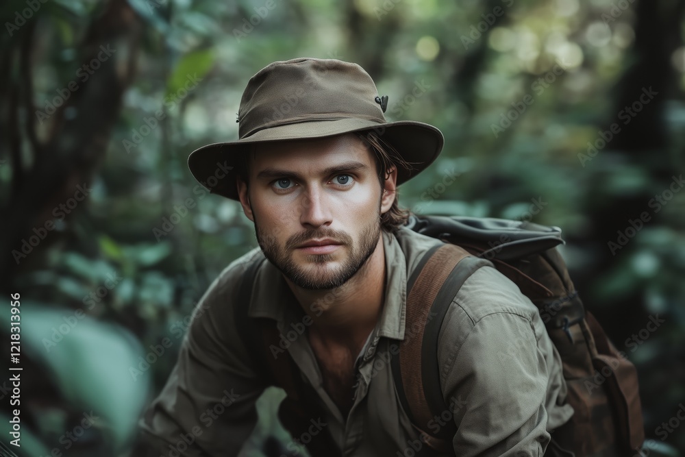 Solitary traveler venturing into the unknown Solitary traveler venturing into the unknown