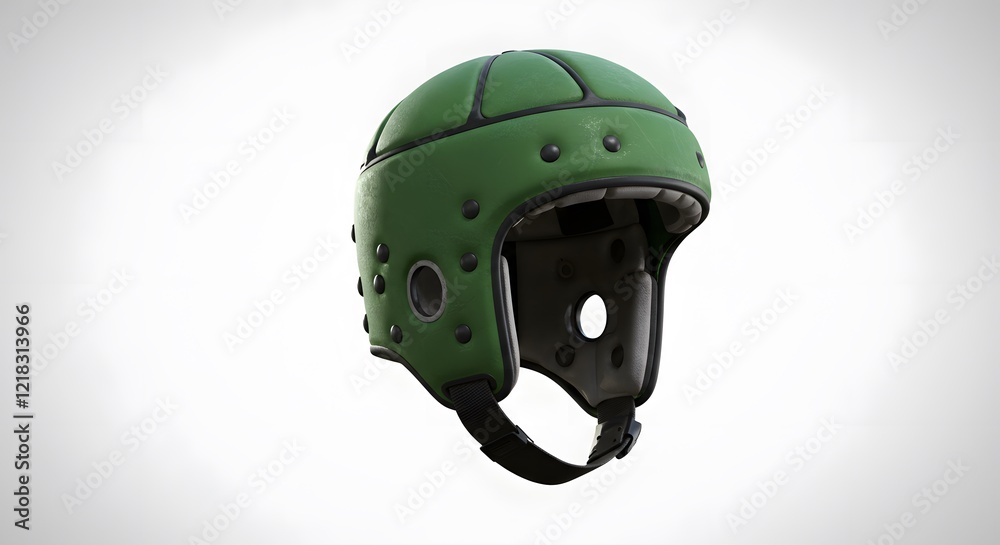 Fototapeta premium Green Protective Rugby Helmet for Safe Play