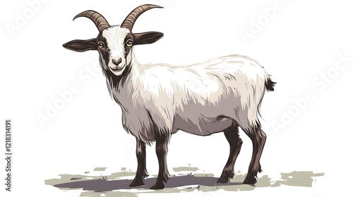 Goat cartoon on white background