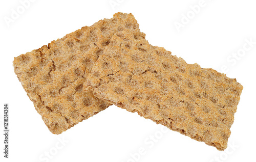 Two rye crispbread portions isolated on a white background