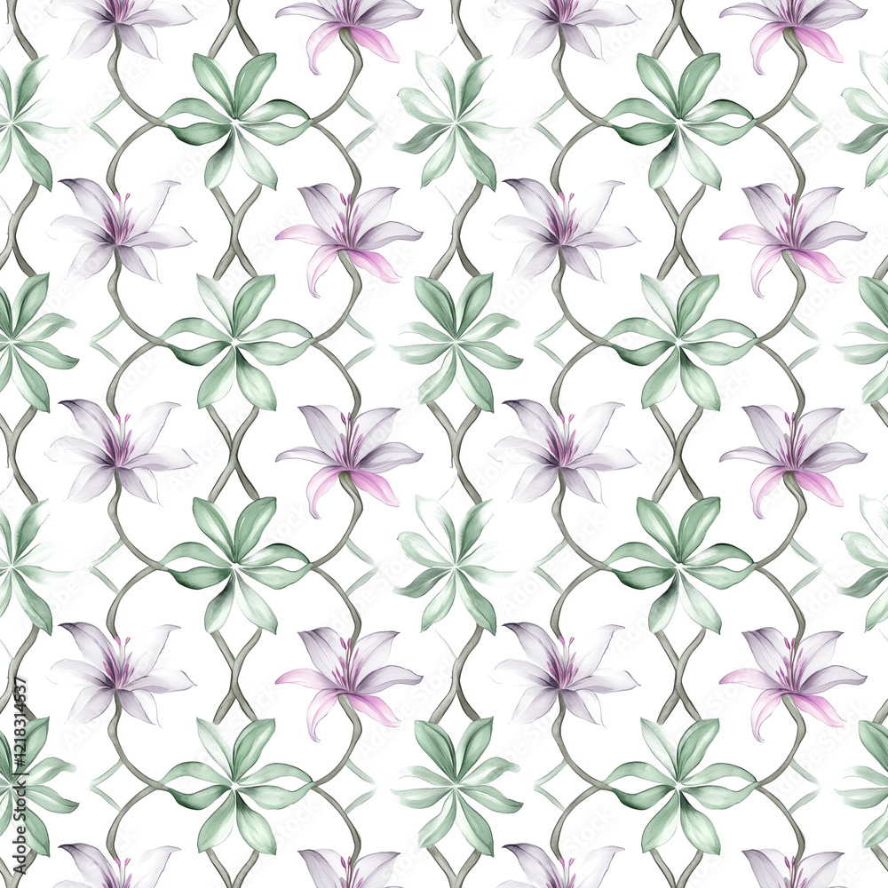 Delicate floral pattern with intertwining vines and soft colors capturing nature's elegance Delicate floral pattern with intertwining vines and soft colors capturing nature's elegance
